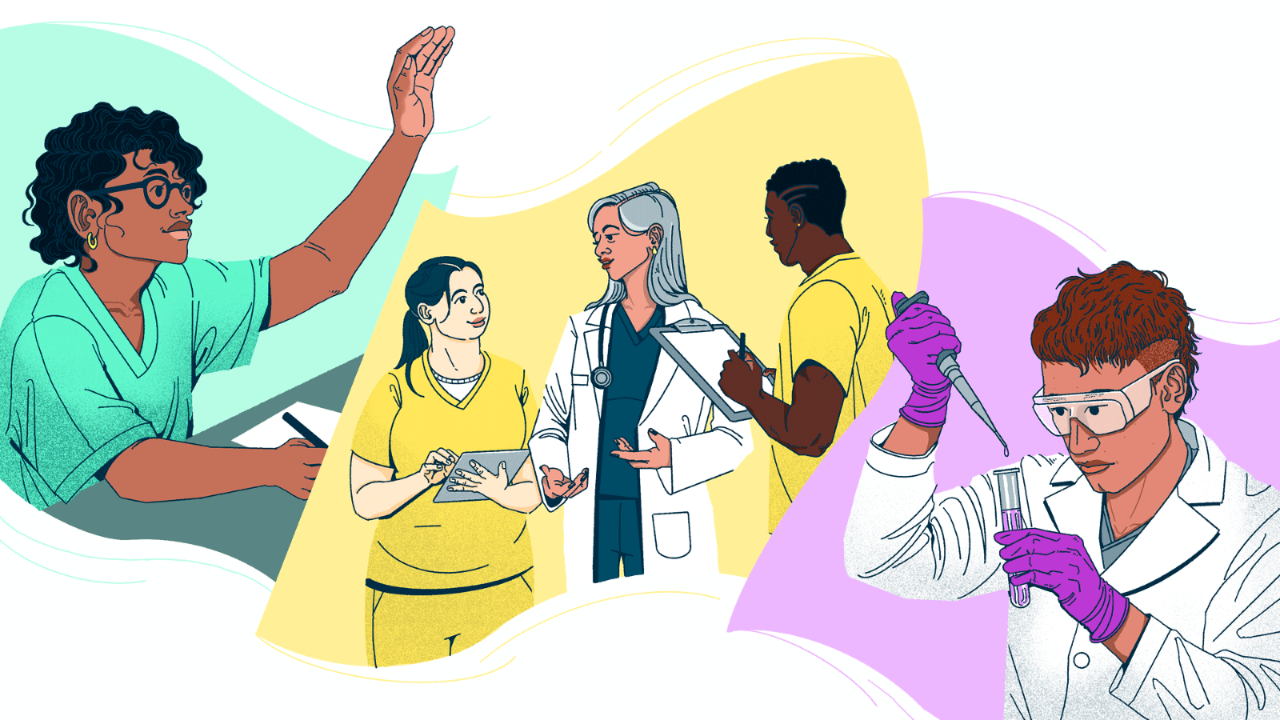 Illustration of diverse healthcare workforce. 